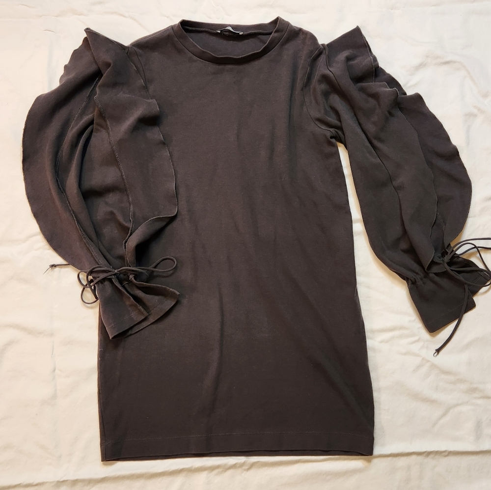 Zara fun & flirty split‎ sleeve sweatshirt mini dress Gray size Medium
